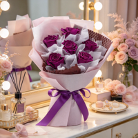Buket Mawar Awet Kustom, Kotak Hadiah Bunga Abadi, Rangkaian Bunga untuk Hari Valentine