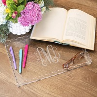 Plateau en acrylique festonné personnalisable avec tapis magnétique, cadre photo en lucite, présentoir photo transparent
