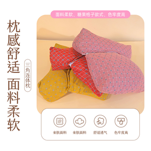 Almohada triangular de cáscara de trigo sarraceno, para uso doméstico, almohada de tracción para la columna cervical, desmontable y combinable, de doble capa para adultos - Product Image 4