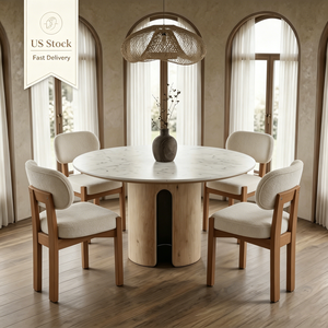 Silla de Comedor Moderna Tapizada en Tela Bouclé con Patas de Madera Maciza, Silla Auxiliar de Cocina, Silla sin Brazos para el Hogar, Muebles de Comedor para Restaurante - Product Image 1