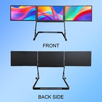 Moniteur triple écran multi-écrans 15,6 pouces IPS 1920x1080 60Hz avec support métallique pliable, Plug and Play avec haut-parleurs pour le bureau