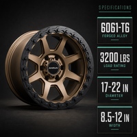 Jantes Beadlock Forgées Usinées en Bronze 17-22 Pouces 6061-T6, Jantes Tout-Terrain Simulées 6x5.5 8x170 pour Bronco Ram TRX F-150