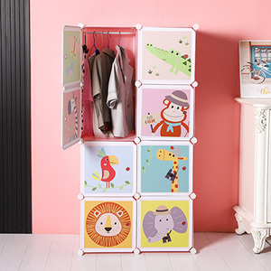 Lemari plastik 12 pintu dapat dilipat, untuk anak-anak lembar lembut lemari untuk kamar tidur rumah penyimpanan furnitur untuk pakaian & Mainan - Product Image 3