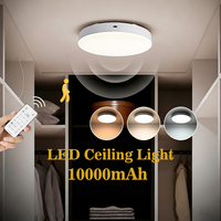 Plafonnier 10000 mAh avec capteur PIR, télécommande, rechargeable, détecteur de mouvement, super lumineux, intensité réglable, lumière intelligente