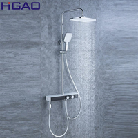 Ensemble de douche mural classique noir mat en laiton avec douchette à effet pluie, barre coulissante, robinet de remplissage apparent et douchette en céramique en acier inoxydable