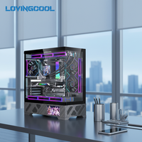 LOVINGCOOL Nouvelle Arrivée Boîtier d'ordinateur ATX/MATX Noir avec Écran LCD, Boîtier PC de Jeu Full Tower en Métal avec Ventilateur pour CPU