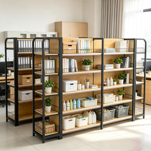 Estanterías Modernas <span class=keywords><strong>de</strong></span> <span class=keywords><strong>Madera</strong></span> y Metal para Supermercados, Unidad <span class=keywords><strong>de</strong></span> Estanterías <span class=keywords><strong>de</strong></span> Góndola <span class=keywords><strong>de</strong></span> Doble Cara <span class=keywords><strong>con</strong></span> Tapa Final para Exhibición en Tiendas Minoristas - Product Image 3