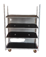 Chariot à fleurs de pépinière danois chariot à roulettes en métal en acier à quatre roues pour le support de plantes de jardin plate-forme OEM brouette panier camions