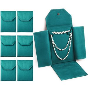 Sac de rangement en velours haut de gamme avec boucle et perles pour collier, boîte d'emballage portable multifonctionnelle multicolore pour bijoux et pendentifs - Product Image 1