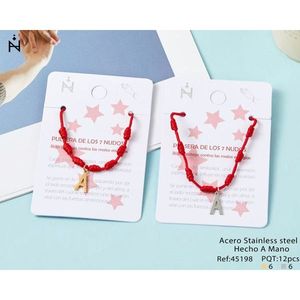 Bracciale in acciaio inossidabile a sette nodi con lettera A, ciondolo protettivo fatto a mano. - Product Image 3