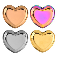 Plateau en forme de cœur en métal, porte-bijoux, porte-bagues, bonbonnière, plateau de vanité, cadeau, décoration pour la Saint-Valentin, doré