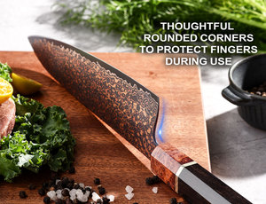 Кухонный нож Amber 8 дюймов из дамасской стали VG10, японский дамасский поварской нож с рукоятью из дерева и смолы - Product Image 3