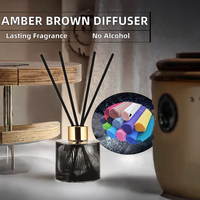 Diffuseur de parfum en verre ambré avec bâtonnets en fibre 50ml 100ml 150ml 200ml pour voiture, écologique, longue durée, sans BPA, sans alcool