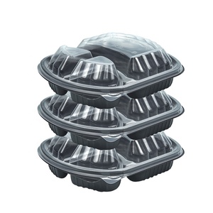 Contenedores Desechables de Plástico para Comida Rápida, Aptos para Microondas y Calentables, con 3 Compartimentos, Platos para Comida Rápida, Contenedores para Transportar Alimentos - Product Image 1