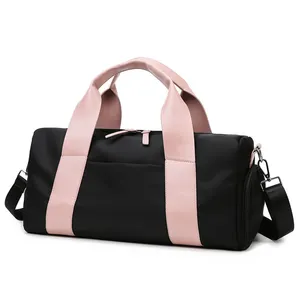 Водонепроницаемая нейлоновая спортивная сумка с логотипом на заказ, спортивная сумка для спортзала с сумкой для обуви и влаговым карманом для женщин, сумка через плечо 17 дюймов для будней