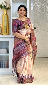 Sari de Seda Étnico Estampado de Última Moda, Estilo Indio y Pakistaní, Largo hasta el Suelo, Suave, Cómodo, de Secado Rápido, para Fiestas y Bodas - Product Image 4