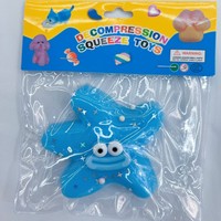 Série Simulation Océan : Jouet Squishy Anti-Stress en Caoutchouc Étoile de Mer Mignonne à Grande Bouche et Œil Porte-Bonheur