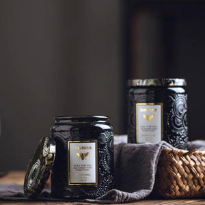 Vela perfumada de soja 100% natural, vela de cristal con tapa, venta al por mayor - Product Image 1