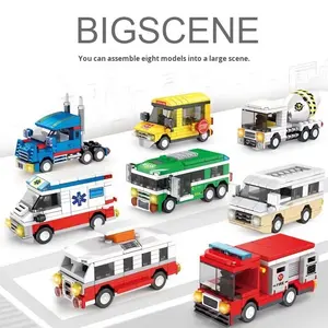 [Free Shipping] Animals Nature 40-Piece Cartoon Car Assembly Fire Truck Educational <strong>Toy</strong> for Boys Made [Place Origin] Material - Product Image 2