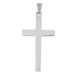 Ciondolo a Croce in Acciaio Placcato Oro Bianco 18K, Charm Religioso per Gioielli da Uomo e Donna - Product Image 1