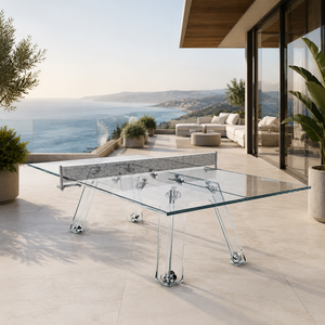 Mesa de <span class=keywords><strong>Ping</strong></span> Pong de Vidrio Templado Moderna para Exteriores, Precio al por Mayor, Mesa de Tenis de Mesa de Cristal de Alta Calidad para Uso Doméstico y Comercial - Product Image 1