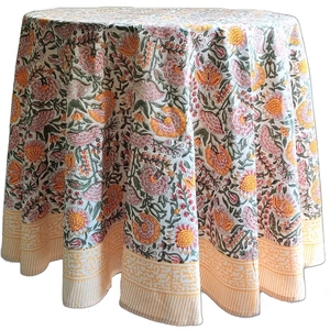Vestiti da tavolo con fiori per feste con Logo personalizzato con stampa a mano copertura per tavolo rotondo da caffè - Product Image 1