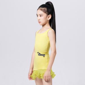 ヴェニースタイル ラテンダンスドレス 子供用 スパンデックス 練習着 スクエアカラー サスペンダートップ ヒップスカート トレーニング パフォーマンススーツ - Product Image 4