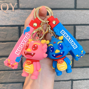QY Logo personnalisé PVC souple porte-clés 2D 3D caoutchouc porte-clés personnalisé en relief nom lettre porte-clés cadeau - Product Image 1