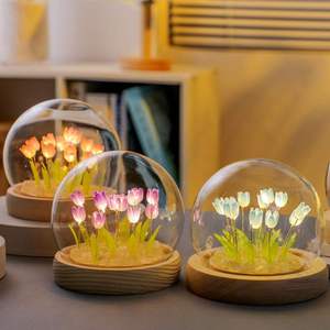 Tulipano da ragazza in vetro tulipano luce notturna artificiale 13 fiori con luce romantica viola/rosa <span class=keywords><strong>lampada</strong></span> a LED tulipano - Product Image 2
