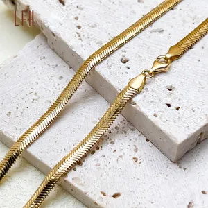 LFH Au750 Yellow Solid Pure Gold 18k Snake Herringbone Chain Saudi Gold Jewelry Pawnable 18k Gold Jewelry 18k Real