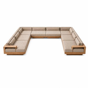 Outdoor Weather Resistant <b>Set</b> Teak <b>Corner</b> Solid Wood L-shape Sectional Patio Couch for Hotel Backyard Vu350-vu379 Teak Material - Product Image 4