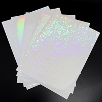 Film de superposition de papier autocollant holographique en verre Feuilles de stratifié holographique A4 en vinyle transparent pour photos