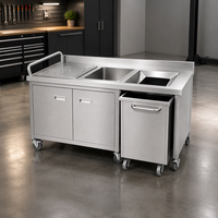 Chariot de récupération des déchets en acier inoxydable, chariot à déchets alimentaires, séparateur d'eau et d'huile, évier avec poubelle extractible pour cuisine commerciale, sur mesure