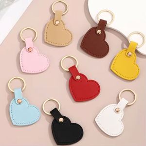 New Creative PU <b>Leather</b> Heart Keychain Simple Bag Pendant Cute Love Shape Couple Charm Fashion Accessories for Handbag Gift - Product Image 2