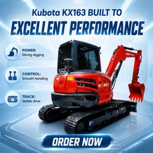 รถขุดขนาดเล็ก Kubot KX163 มือสองสภาพ 98% น้ำหนัก 6 ตัน เครื่องยนต์ V3307 จากญี่ปุ่น พร้อมเกียร์ ปั๊มไฮดรอลิก รองรับการปรับแต่งตามความต้องการ มีสินค้าในสต็อก - Product Image 4