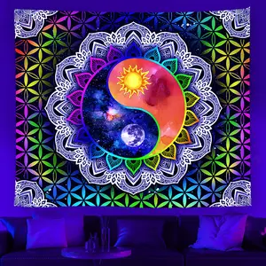 Arazzo psichedelico a luce nera stampato personalizzato decorazioni per la casa coperta arazzo fluorescente da appendere alla parete