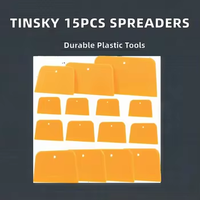 Spatule flexible en plastique orange, 3 tailles, pour enduit, plâtre, papier peint et outil de décapage de peinture