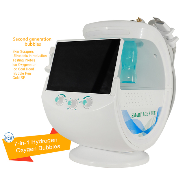 Smart Ice Blue 7 in 1 Facial Machine Skin Analyzer Aqua Peel Hydro Dermabrasion Oxygen Jet Deep Cleaning Equipment