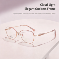 6291 Bingkai Kacamata Diamond Mirror Elegant Goddess Frame Ultra-Ringan Titanium Murni Multi-Facet