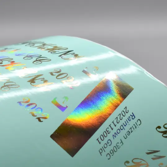 Sıcak folyo lazer altın gökkuşağı altın hologram renkleri termal Transfer reçine şerit