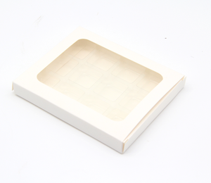 Juego de Cajas de Papel Kraft de Lujo Reciclado, Blancas, de 12 Cavidades, con Ventana Transparente de PVC para Cera Fundida - Product Image 4