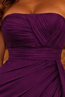 Robe de soirée longue plissée en mousseline de soie, style Empire, sans bretelles, moulante, avec fente haute, personnalisable, vente en gros