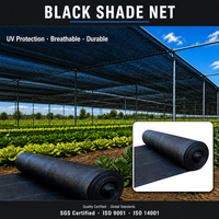 Filet d'ombrage agricole respirant en HDPE noir durable, tricoté warp, résistant aux UV, taux d'ombrage 30%-90%, pour la protection des cultures en serre