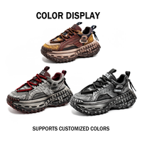 Chaussures pour hommes, nouvelle semelle épaisse, élévatrices, antidérapantes, légères, chaussures de papa, rétro, couleur contrastée, tendance, décontractées, chaussures de sport