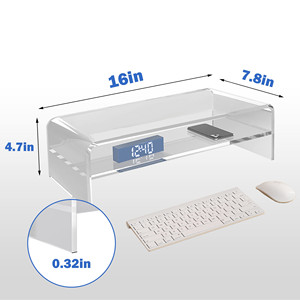 Wholesale Customized <b>Acrylic</b> <b>Monitor</b> <b>Stand</b> Riser 2-Tier Clear <b>Stand</b> Riser For Computer - Product Image 6