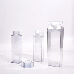 Botella de Agua Cuadrada de Plástico Transparente al por Mayor, Portátil, Antiderrames, Reutilizable, Vaso para Jugo, Vaso Personalizado para Leche, para Viajes - Product Image 5