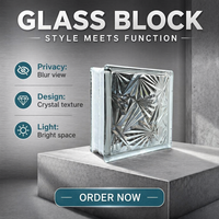 Brique de verre solide ajourée effet teinté 'Ice Shadow' pour mur rideau, cloison décorative pour salon, salle de bain, cuisine, vente en gros