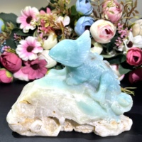 Vente en gros de sculptures d'animaux en cristal naturel poli Amazonite en forme de tronc d'arbre, pour artisanat DIY, décoration intérieure, Feng Shui, objet de collection unique