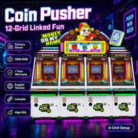 Machine de divertissement personnalisée OEM/ODM pour parcs d'attractions, construite comme un jeu d'arcade de type Coin Pusher, avec une qualité stable et un système d'alimentation en jetons.