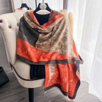 Nouveau style automne/hiver 2025 pour femme : Grand foulard carré à motif floral, polyvalent, color-block, en polyester épais, doux et chaud